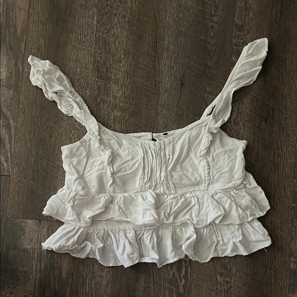 Women’s White Ruffle Tank Top - Lightweight Summer Top